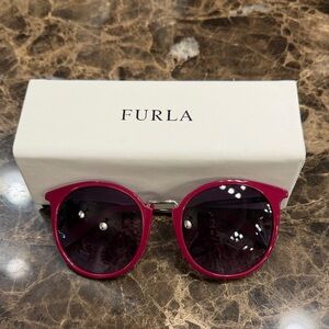 Furla Magenta Round Frame Sunglasses